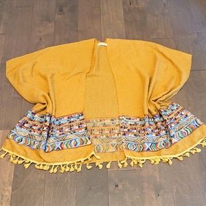 Riah Mustard Kimono Top, One Size Fits Most, Cover up, Beach Wear, Fall Trends